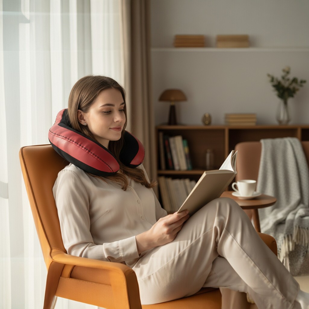 تصویر  پشت گردنی چرم مصنوعی ریلکسی جلوه